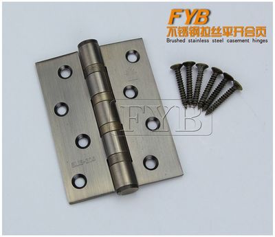 揭陽(yáng)廠家直銷4寸304不銹鋼拉絲開槽防盜門合頁(yè) 4BB平開門窗鉸鏈